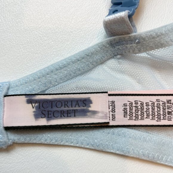 NWOT Victoria's Secret Bra 34DD Unlined Demi Blue Floral Lace B1459 - Picture 6 of 7